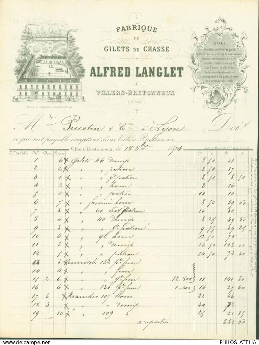 Fabrique Gilets De Chasse Langlet Villers Bretonneux YT Cérès N°60 CAD Convoyeur De Station Villers Bretonneux AM.F 1874 - 1849-1876: Classic Period