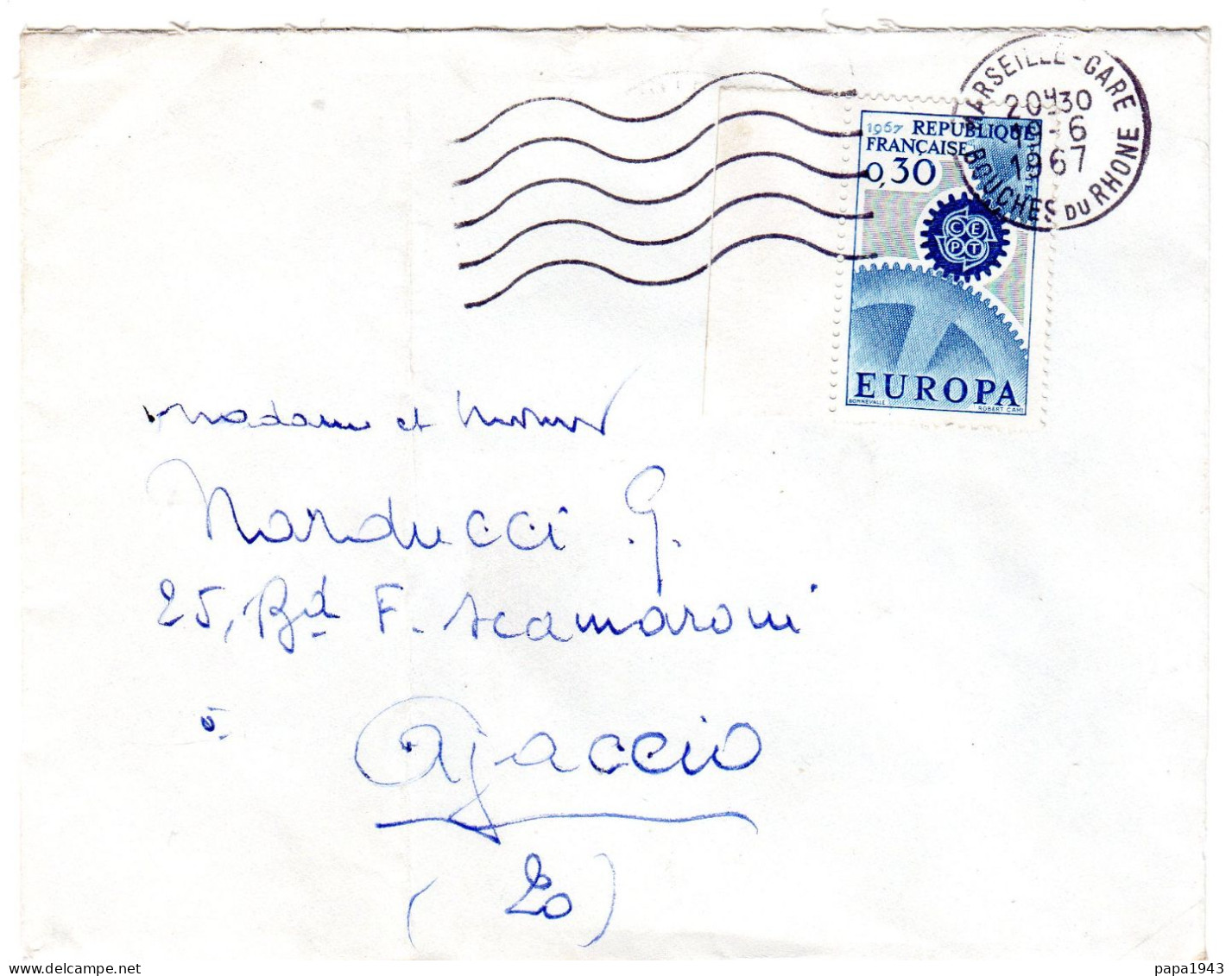 1967  CAD De MARSEILLE - GARE     T P   " EUROPA   0,30c Bord De Feuille " - Covers & Documents