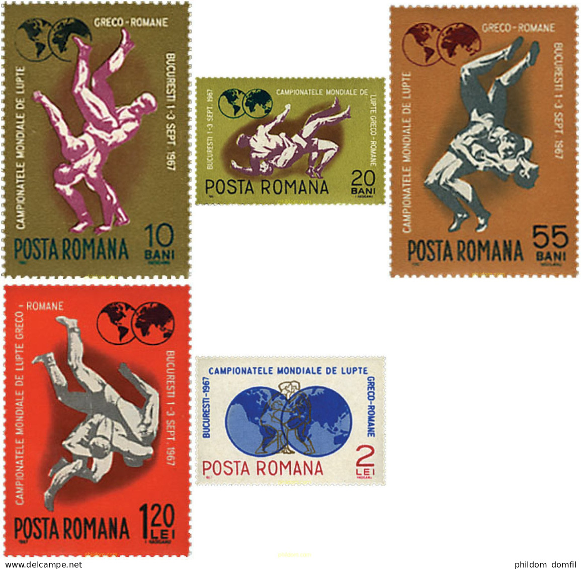 61931 MNH RUMANIA 1967 CAMPEONATOS DEL MUNDO DE LUCHA GRECO-ROMANA EN BUCAREST - Altri & Non Classificati