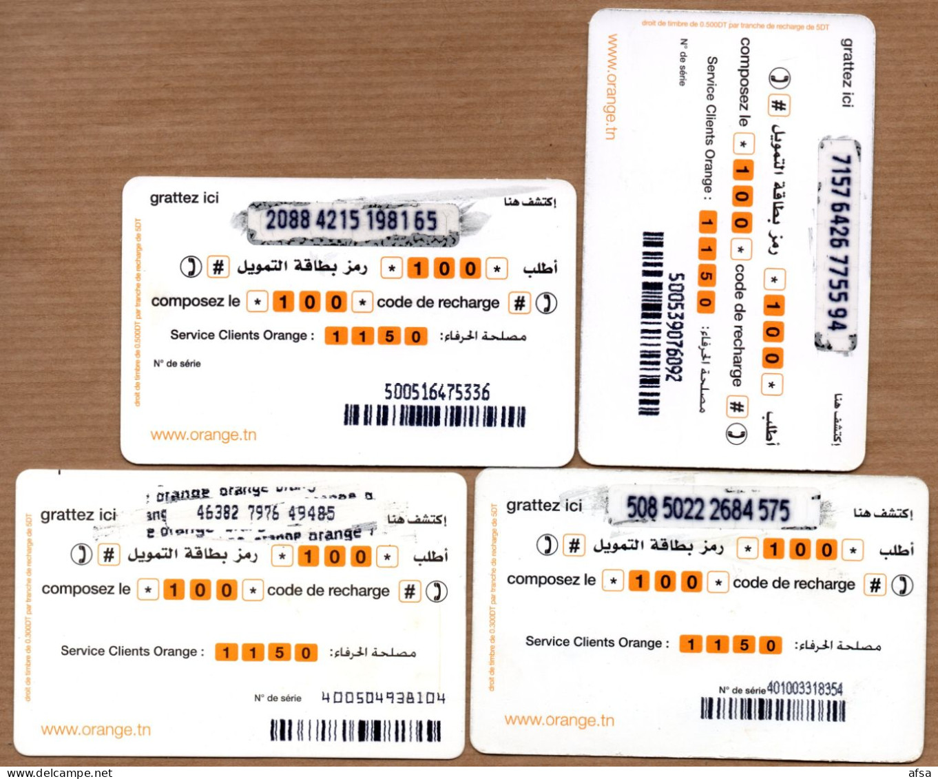 Cartes De Recharge -Orange -2 Images (resto-Verso) -2 Scans - Tunisie