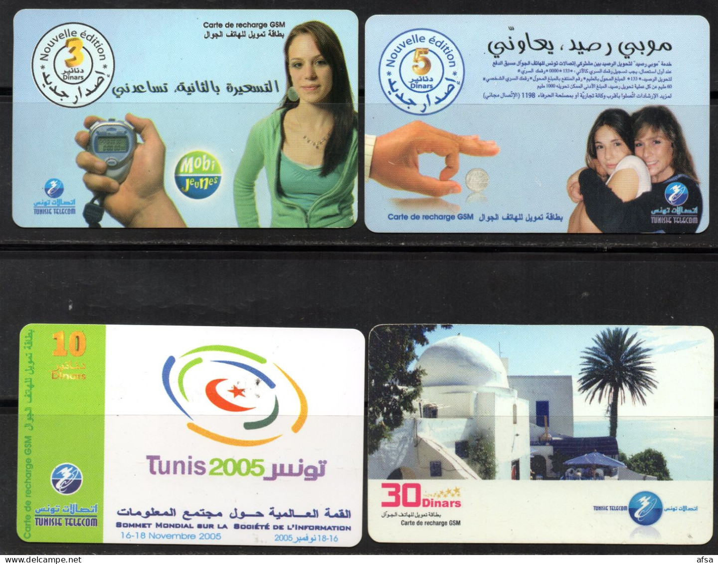 Cartes De Recharge -Tunisie Télécom-2 Images (Recto-Verso) -2 Scans - Tunesië