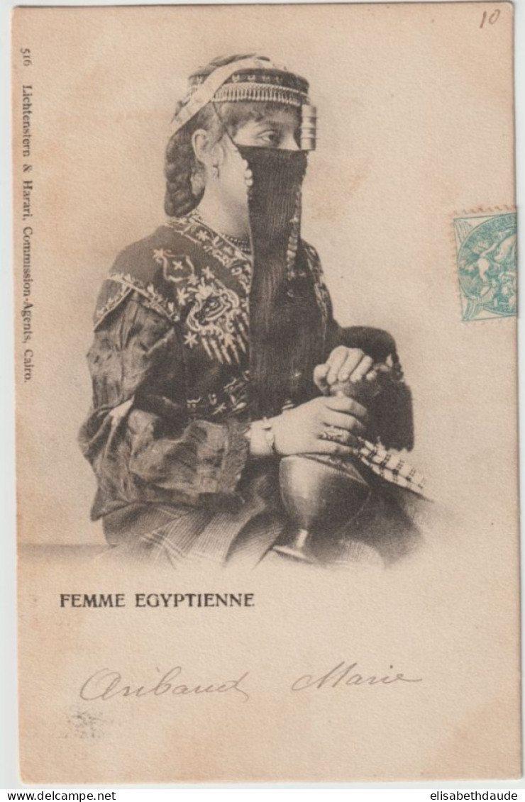 MARITIME En CORSE - 1904 - BASTIA LIGNE DE MARSEILLE ! CP EGYPTE => NAVIRE "BALKAN" ! à BASTIA - Maritime Post
