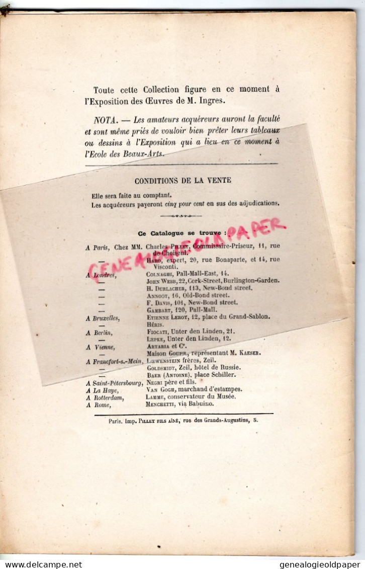 82- MONTAUBAN- 75- PARIS- RARE CATALOGUE VENTE TABLEAUX DESSINS INGRES-PEINTRE-1867- CHARLES PILLET -M. HARO -DROUOT - Documents Historiques