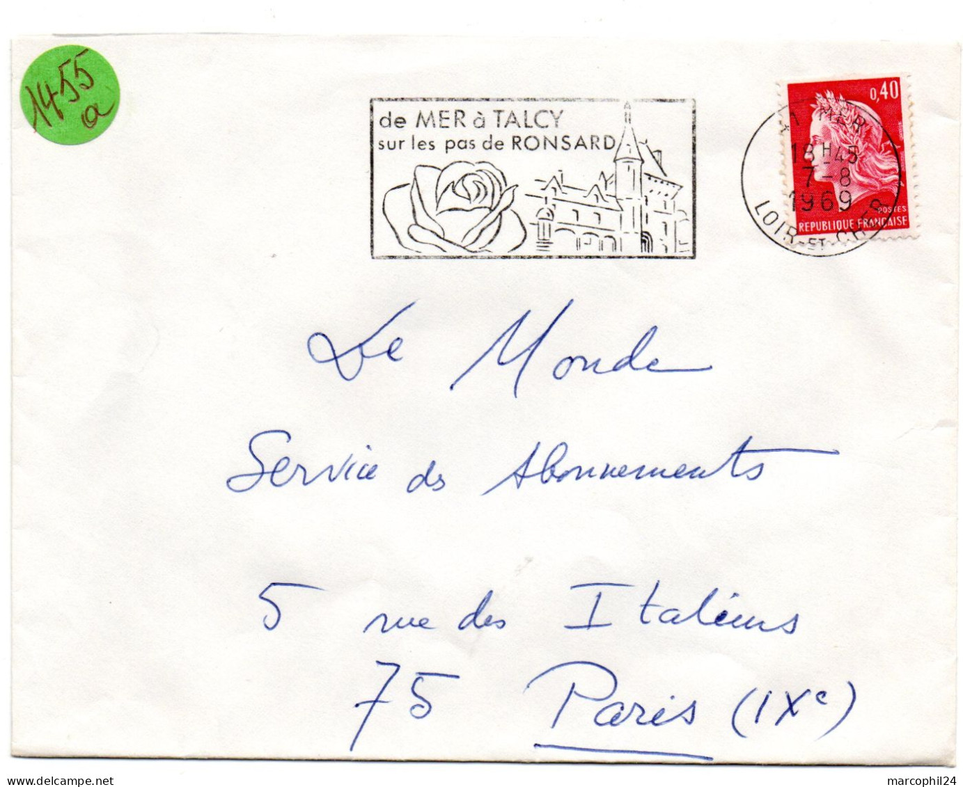 ECRIVAIN / RONSARD = 41 MER 1969 = FLAMME Codée = SECAP  Illustrée 'TALCY Sur Les Pas De RONSARD' - Mechanical Postmarks (Advertisement)