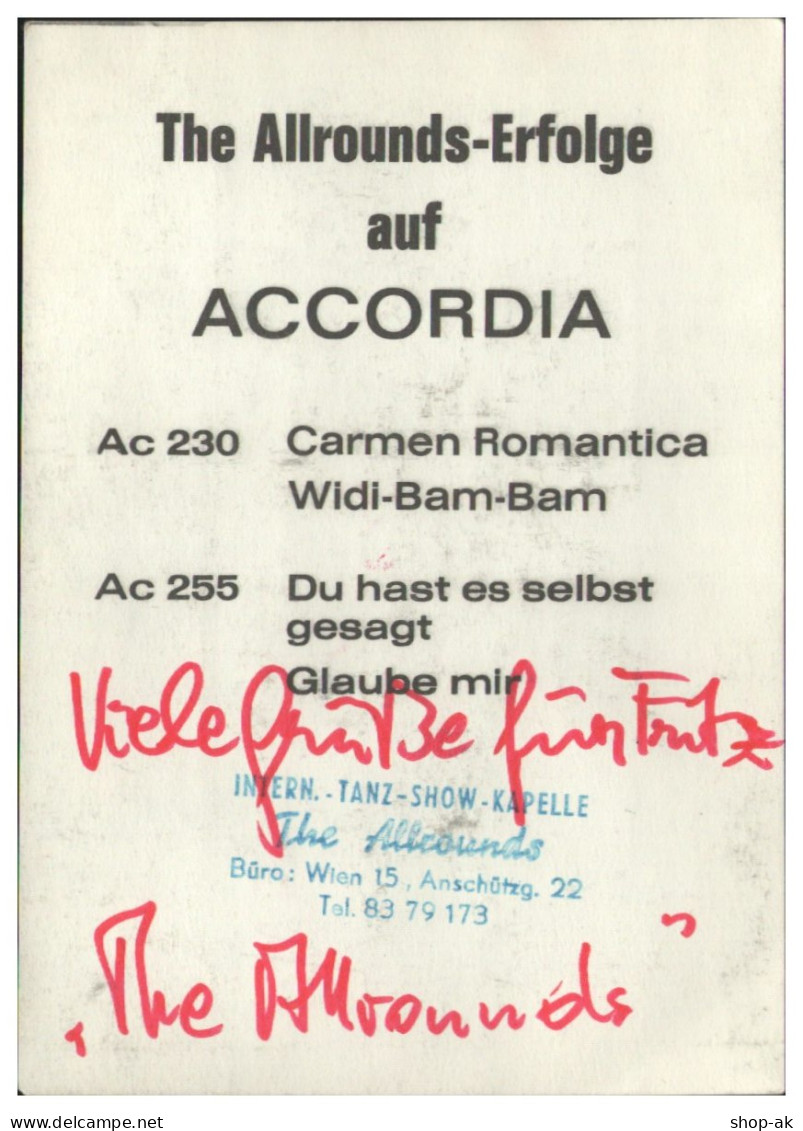 V6270/ The Allrounds Aus Wien Beat- Popband Autogramm Autogrammkarte 60er Jahre - Autographs