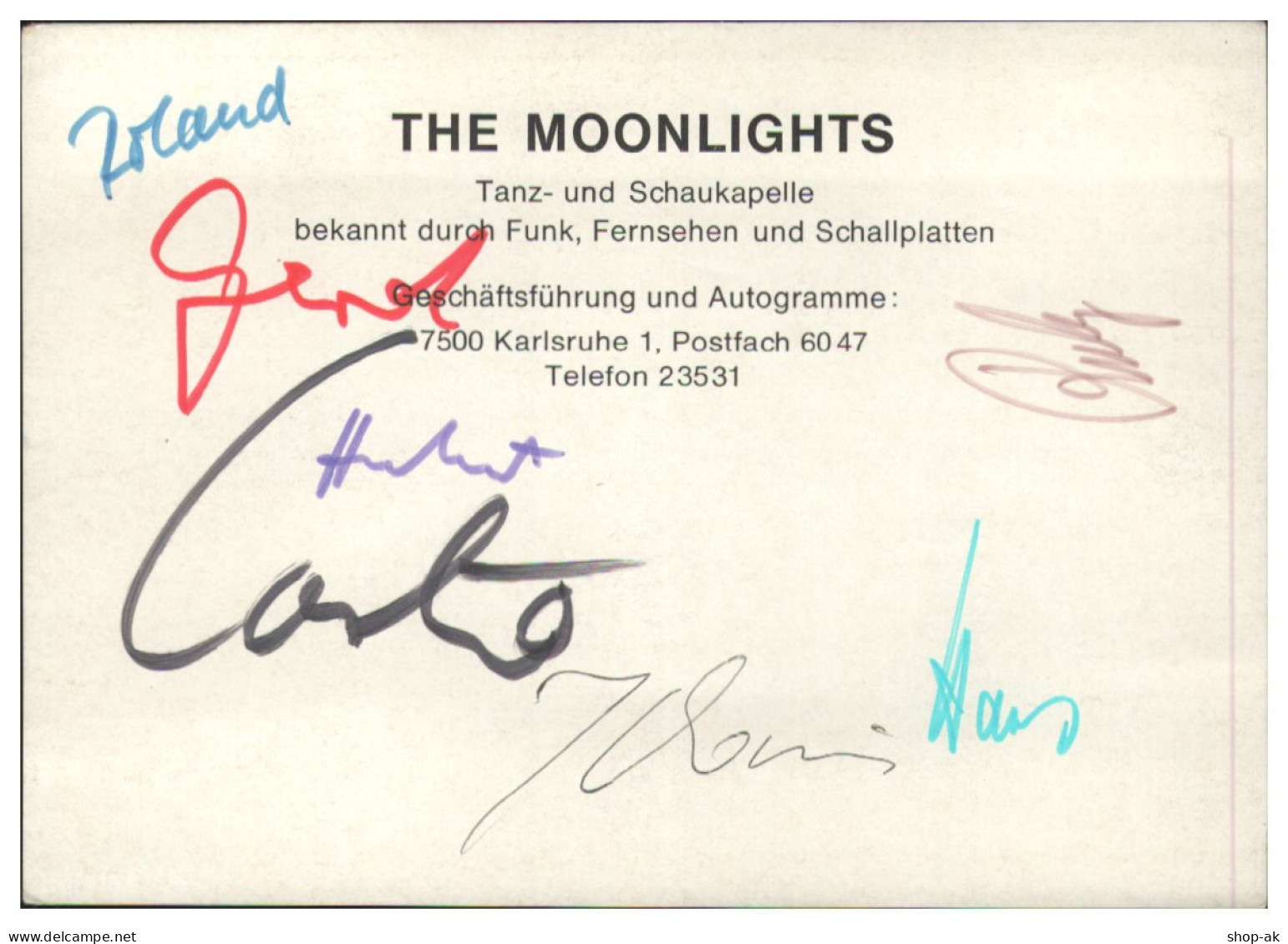 V6275/ The Moonlights Beat- Popband Autogramm Autogrammkarte 60er Jahre - Autographs