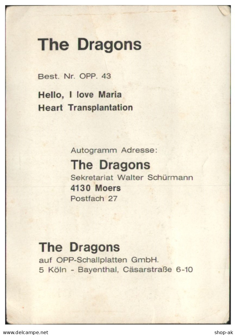 V6289/ The Dragons Beat- Popband  Autogrammkarte 60er Jahre - Autres & Non Classés