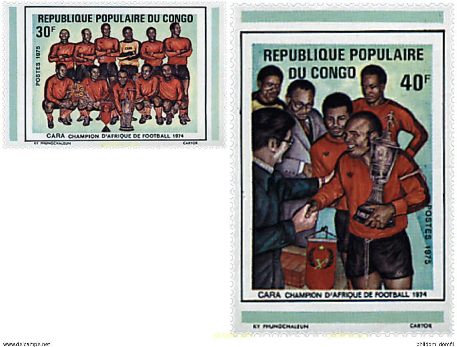 73302 MNH CONGO 1975 CARA. CAMPEON DE AFRICA DE FUTBOL EN 1974 - Neufs