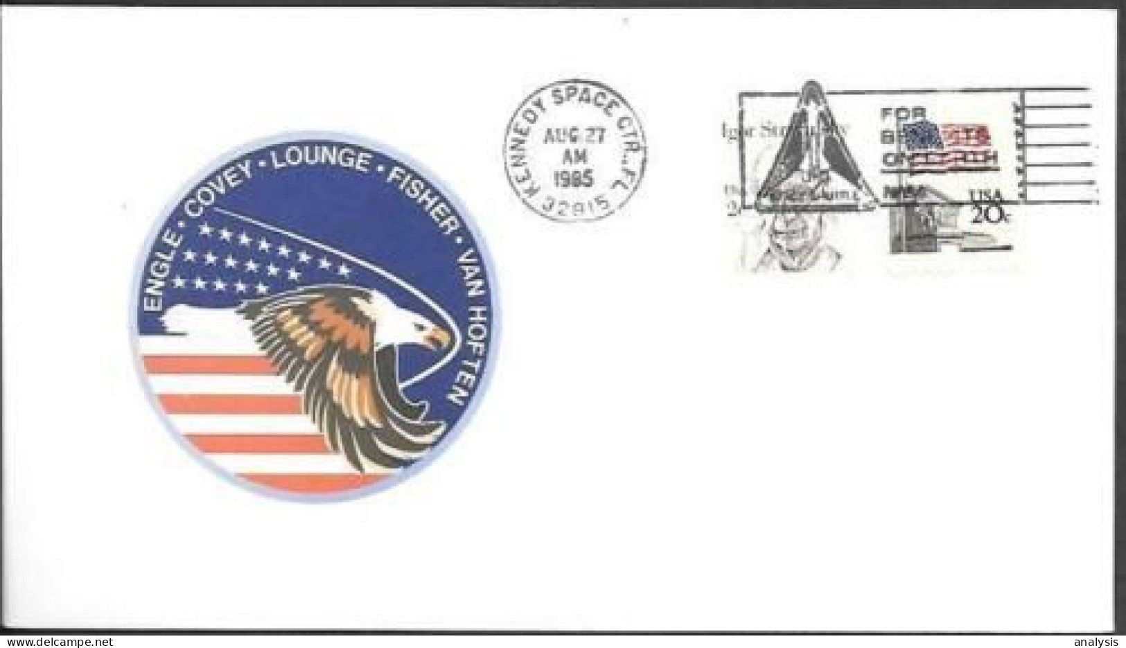 US Space Cover 1985. Discovery STS-51I Launch. KSC - Stati Uniti