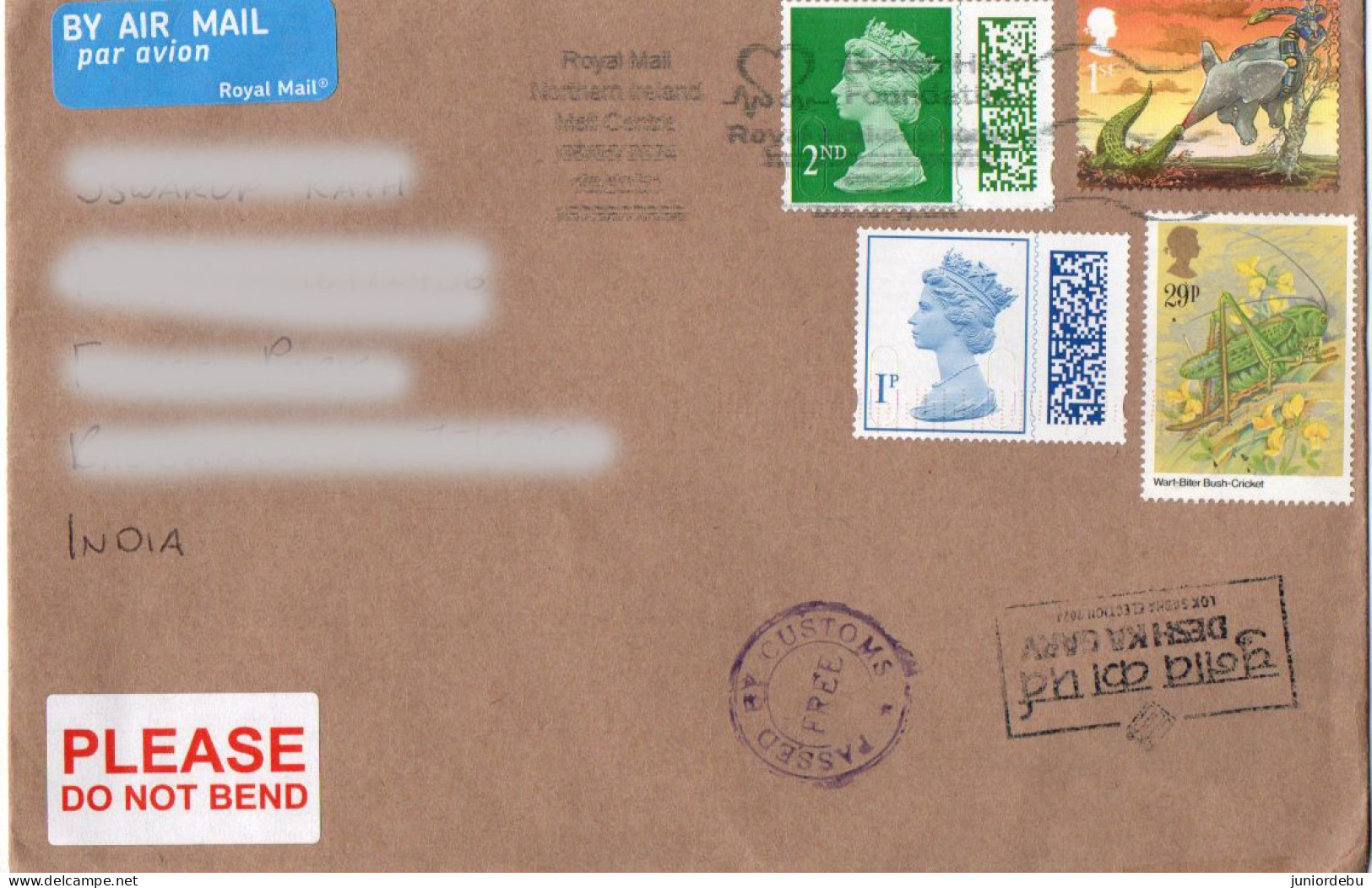 Great Britain - 2002 - Rudyard Kipling  Stamp Used On Cover To India. - Briefe U. Dokumente