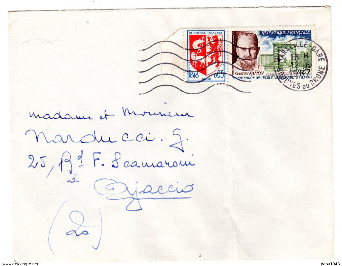 1967  CAD De MARSEILLE - GARE     T P   " CENTENAIRE De L' ECOLE VETERINAIRE + Blason Auch 0,05 C " - Lettres & Documents