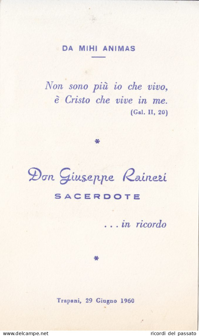 Santino Ricordo Sacerdote Don G.raineri - Trapani 1960 - Andachtsbilder