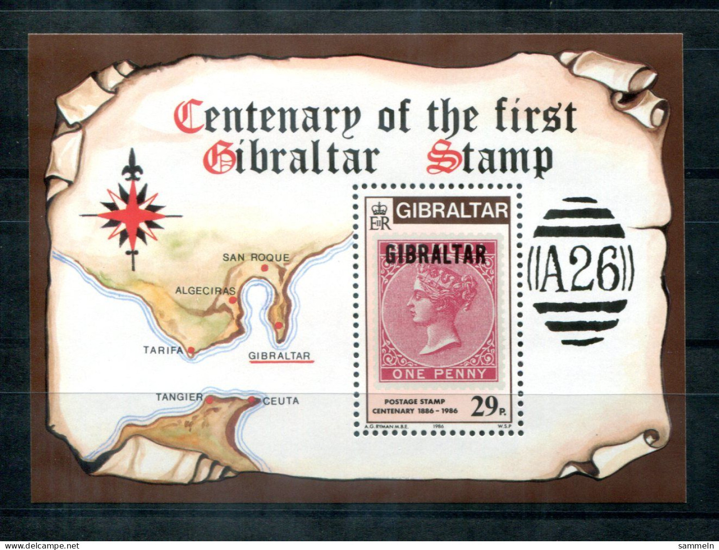 GIBRALTAR Block 9, Bl.9 Mnh - Marke Auf Marke, Stamp On Stamp, Timbre Sur Timbre - Gibraltar