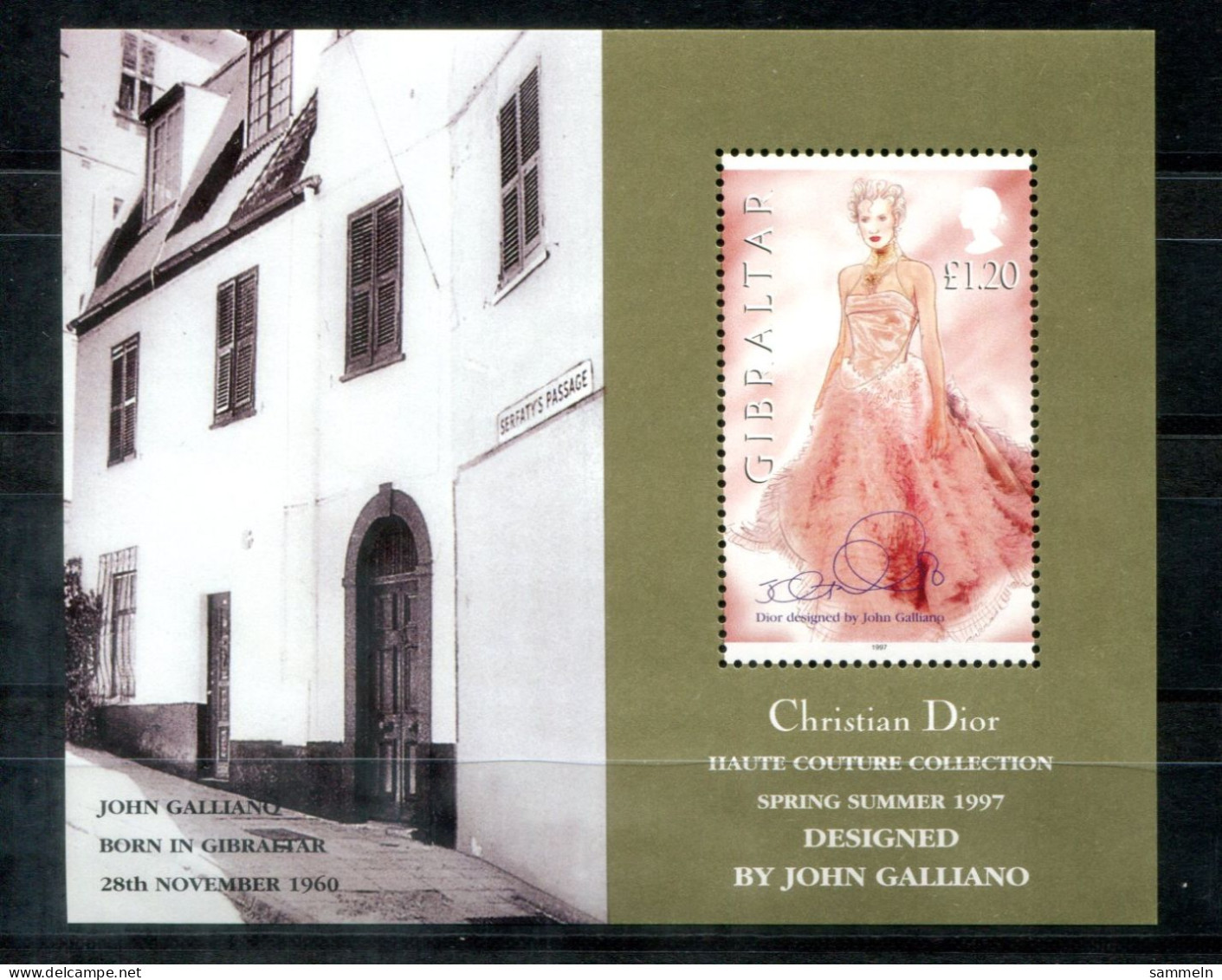 GIBRALTAR Block 30, Bl.30 Mnh - Christian Dior, Mode, Fashion, Haute Couture, John Galliano - Gibraltar