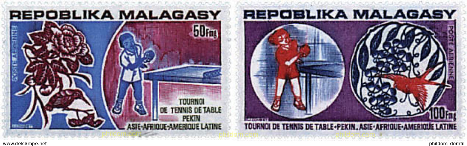 95188 MNH MADAGASCAR 1974 TORNEO DE TENIS DE MESA EN PEKIN - Madagascar (1960-...)