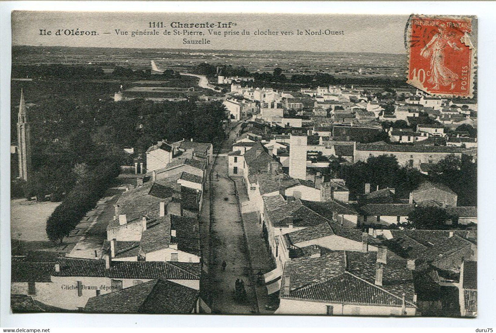 CPA 1915 Cliché Braun * ILE D'OLÉRON Vue Générale De SAINT PIERRE Prise Du Clocher Vers Le Nord Ouest Sauzelle - Ile D'Oléron