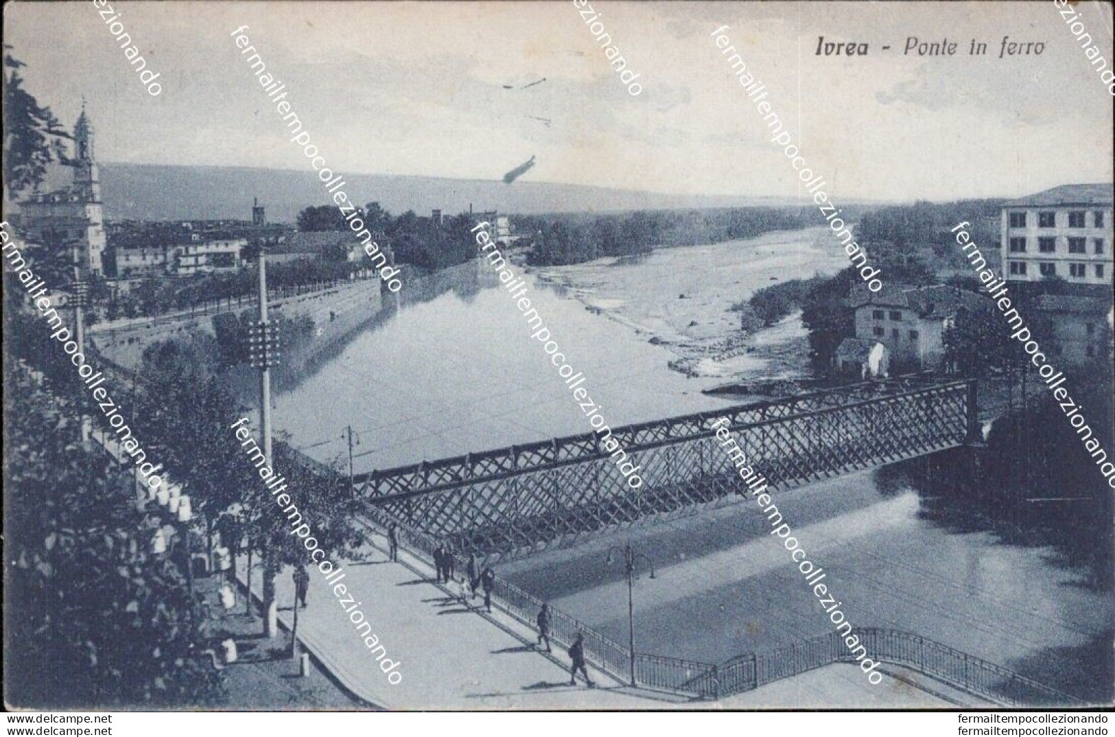 Cm482 Cartolina Ivrea Ponte In Ferro Provincia Di Torino Piemonte 1927 - Sonstige & Ohne Zuordnung