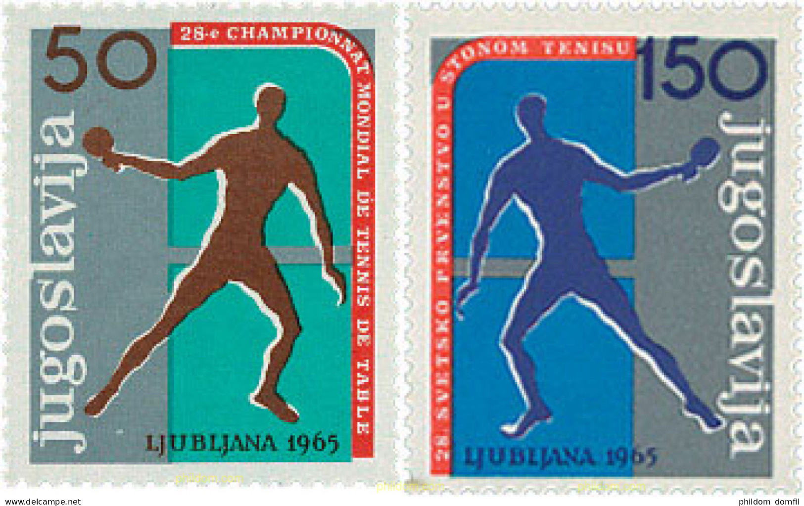67166 MNH YUGOSLAVIA 1965 28 CAMPEONATOS DEL MUNDO DE TENIS DE MESA EN LJUBLJANA - Unused Stamps