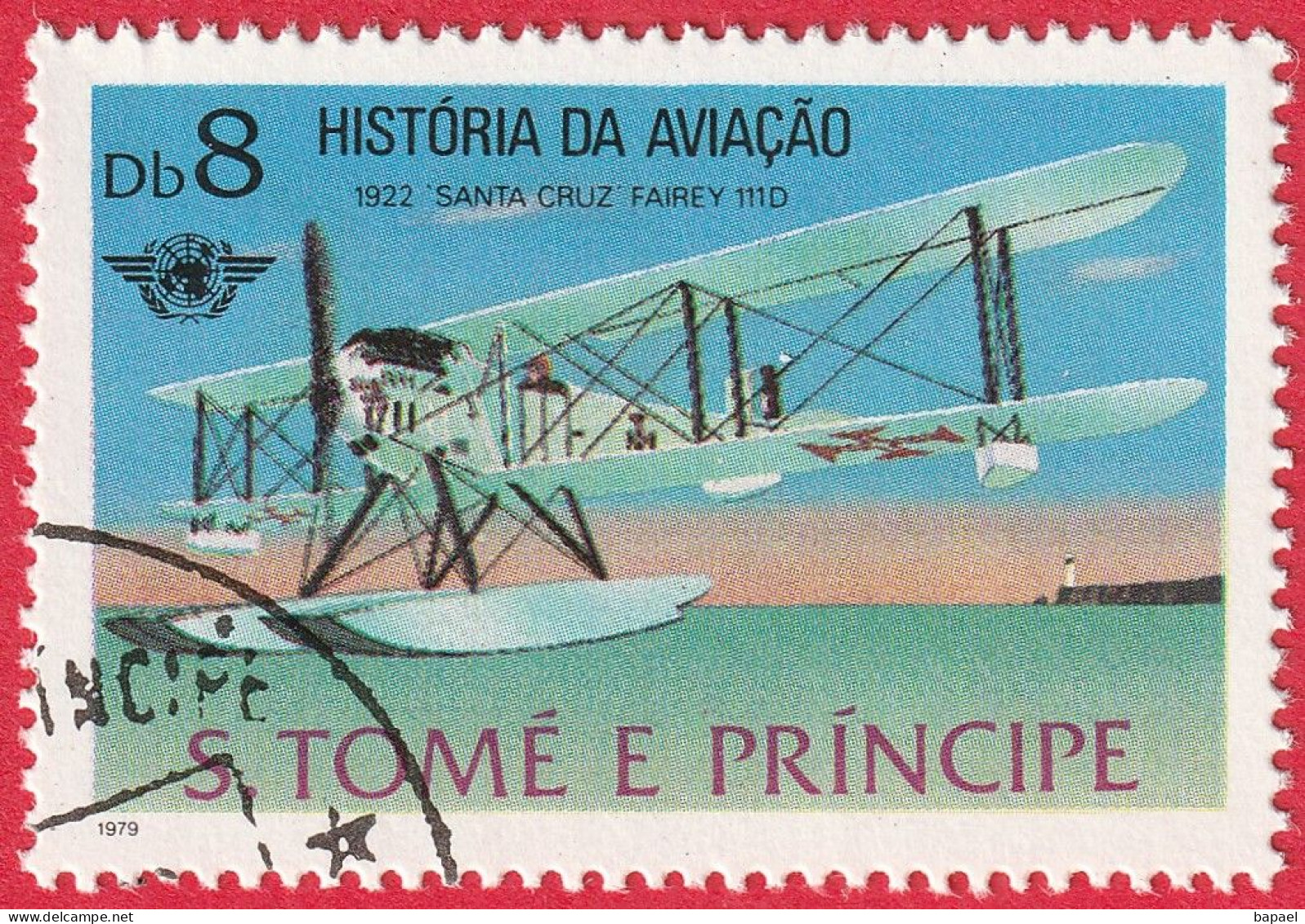 N° Yvert & Tellier 576 - Sao Tomé-et-Principe (1979) (Oblitéré) - Histoire De L'Aviation ''Santa Cruz Fairey'' - Sao Tome En Principe