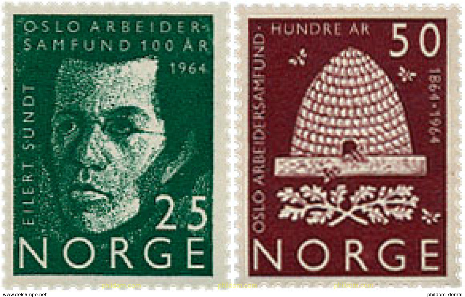 67956 MNH NORUEGA 1964 CENTENARIO DE LA ASOCIACION OBRERA DE OSLO - Unused Stamps