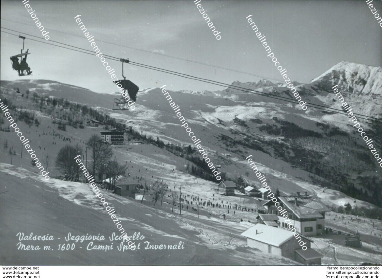 Be528 Cartolina Valsesia Seggiovia Scopello Mera Campi Sport Invernali Vercelli - Vercelli