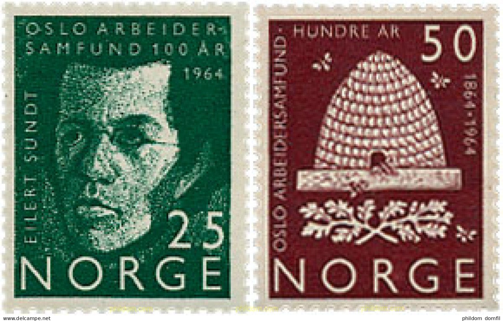 67956 MNH NORUEGA 1964 CENTENARIO DE LA ASOCIACION OBRERA DE OSLO - Ongebruikt