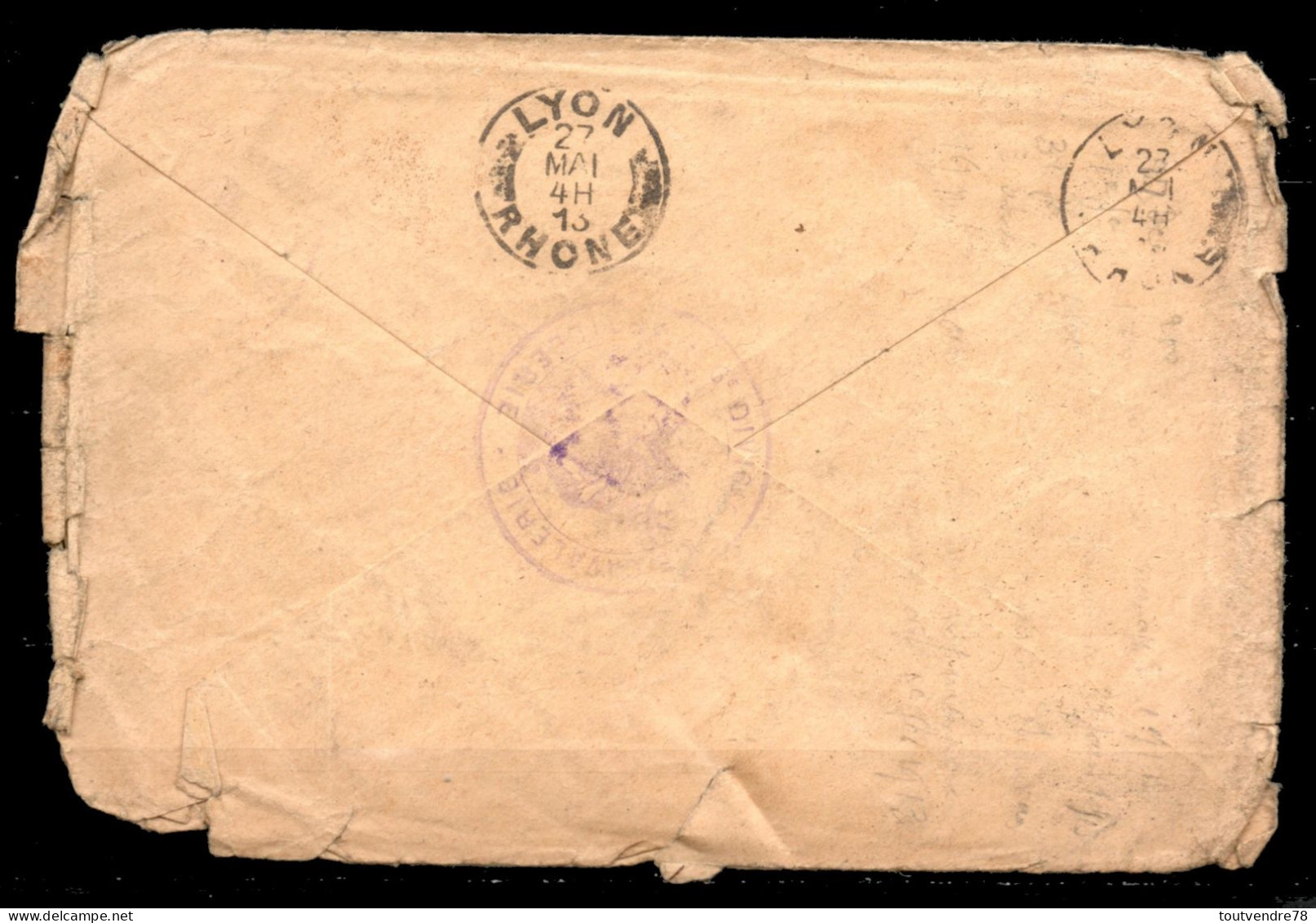 MP69-05 : Dept 69 (Rhône) LYON PREFECTURE 1913  > Cachet Type A4  / Lettre En FP Militaire - Manual Postmarks
