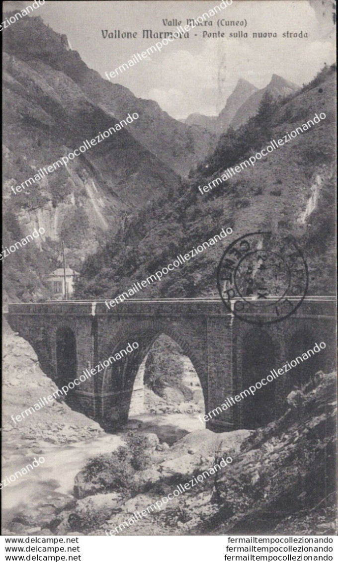 Ae542 Cartolina Valle Macra Vallone Mormora Ponte Sulla Nuova Strada 1924 Cuneo - Cuneo