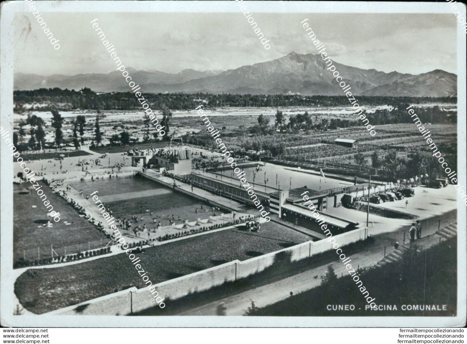 Bb249 Cartolina Cuneo Citta' Piscina Comunale  1936 Piemonte - Cuneo