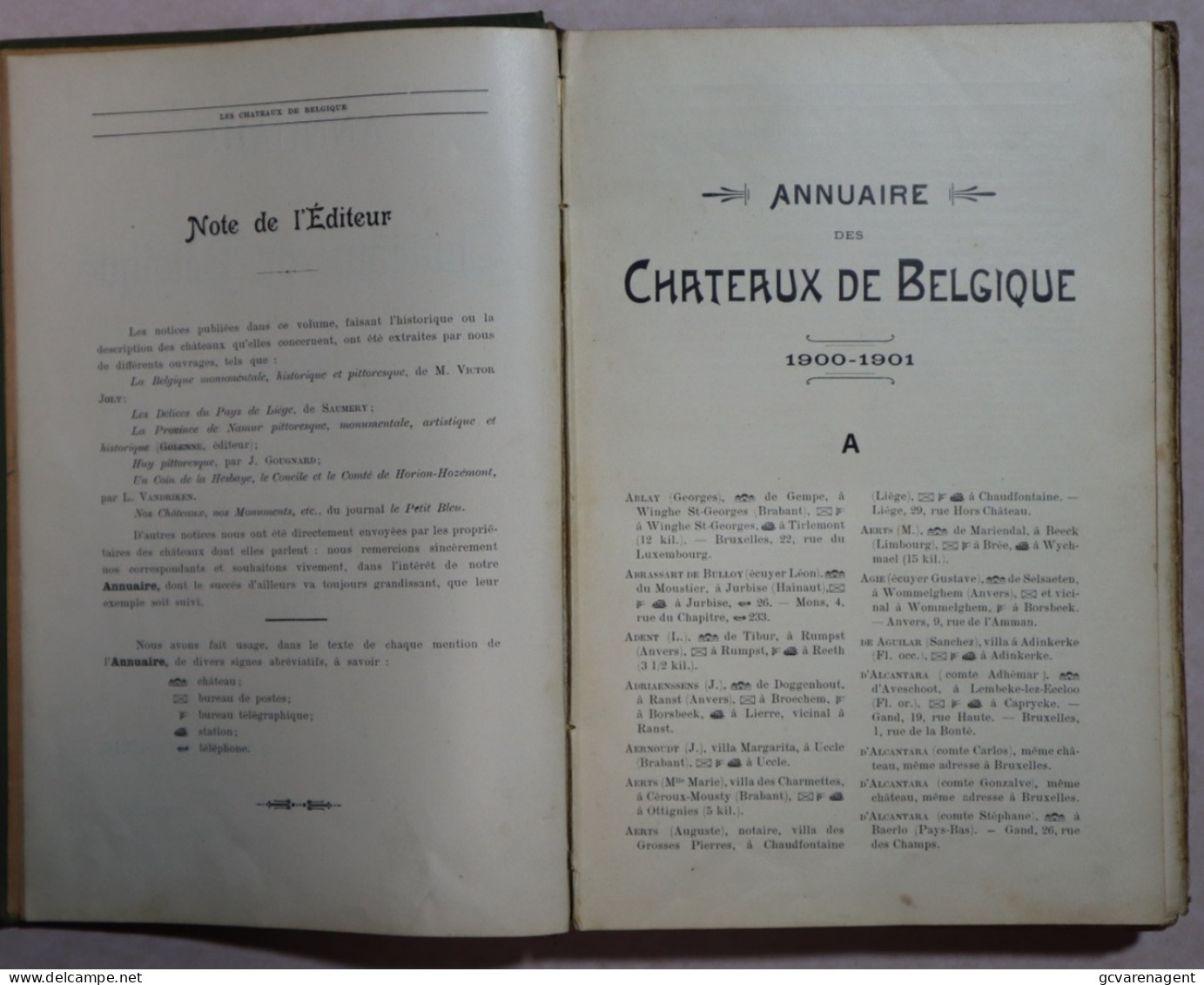 ANNUAIRE DES CHATEAUX DE BELGIQUE 1900 - 1901 / ZELDZAAM BOEK 187 BLZ + 56 BLZ A + MEERDERE RECLAME  ZIE BESCHRIJF - Belgien