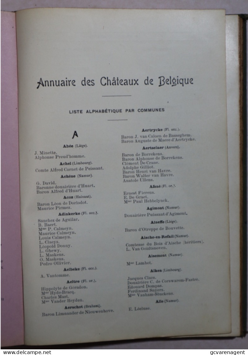 ANNUAIRE DES CHATEAUX DE BELGIQUE 1900 - 1901 / ZELDZAAM BOEK 187 BLZ + 56 BLZ A + MEERDERE RECLAME  ZIE BESCHRIJF