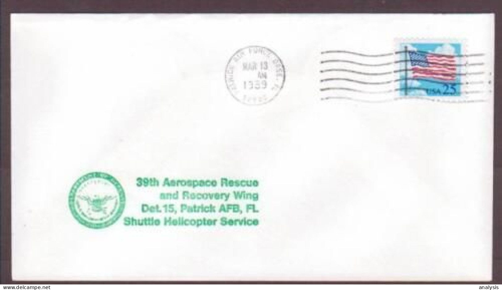 US Space Cover 1989. Discovery STS-29 Launch. 39th Rescue Recovery Wing. Patrick AFB - United States