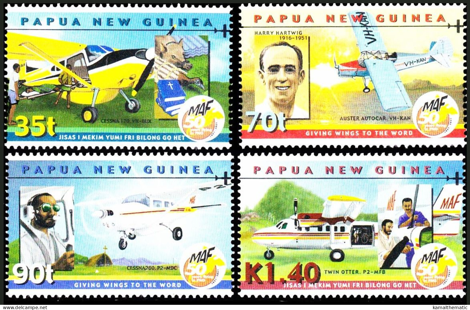 Papua New Guinea 2001 MNH 4v, Air Planes, Aviation, Communications, & Learning Technology - Avions