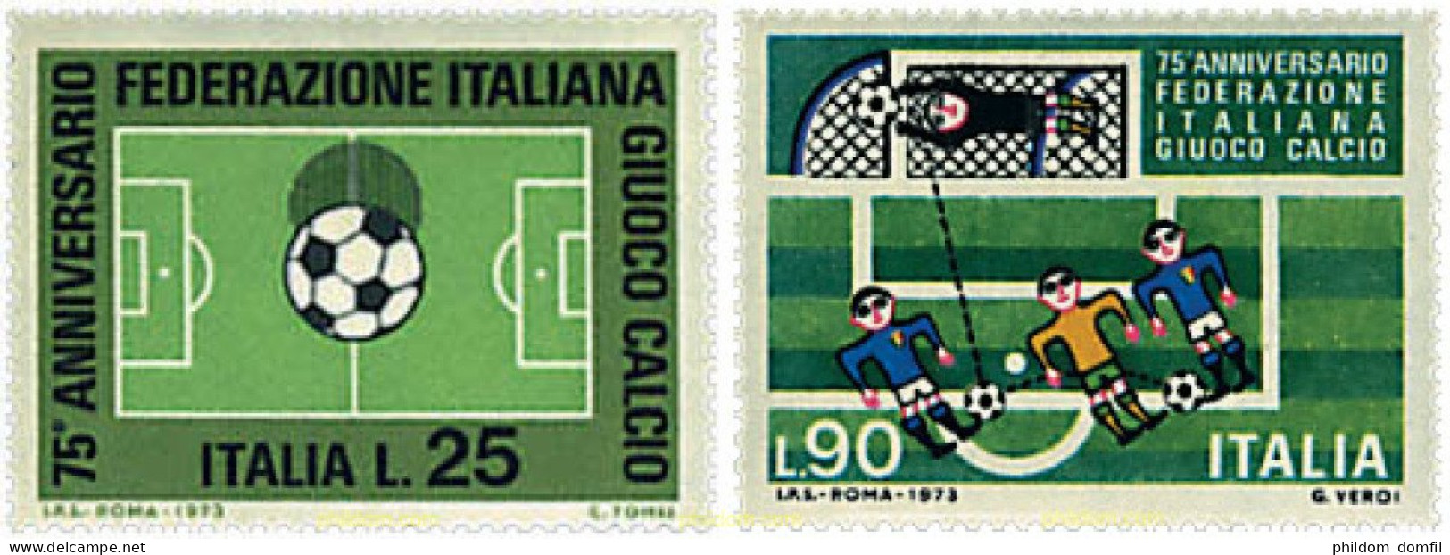 67013 MNH ITALIA 1973 75 ANIVERSARIO DE LA FEDERACION ITALIANA DE FUTBOL - 1971-80: Mint/hinged