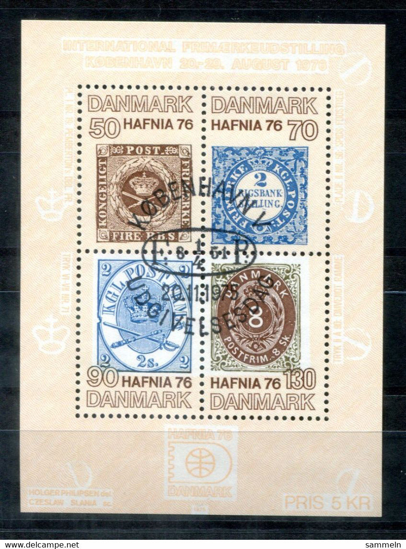 DÄNEMARK Block 2, Bl.2 Canc. - HAFNIA '76, Marke Auf Marke, Stamp On Stamp, Timbre Sur Timbre - DENMARK / DANEMARK - Blocks & Sheetlets