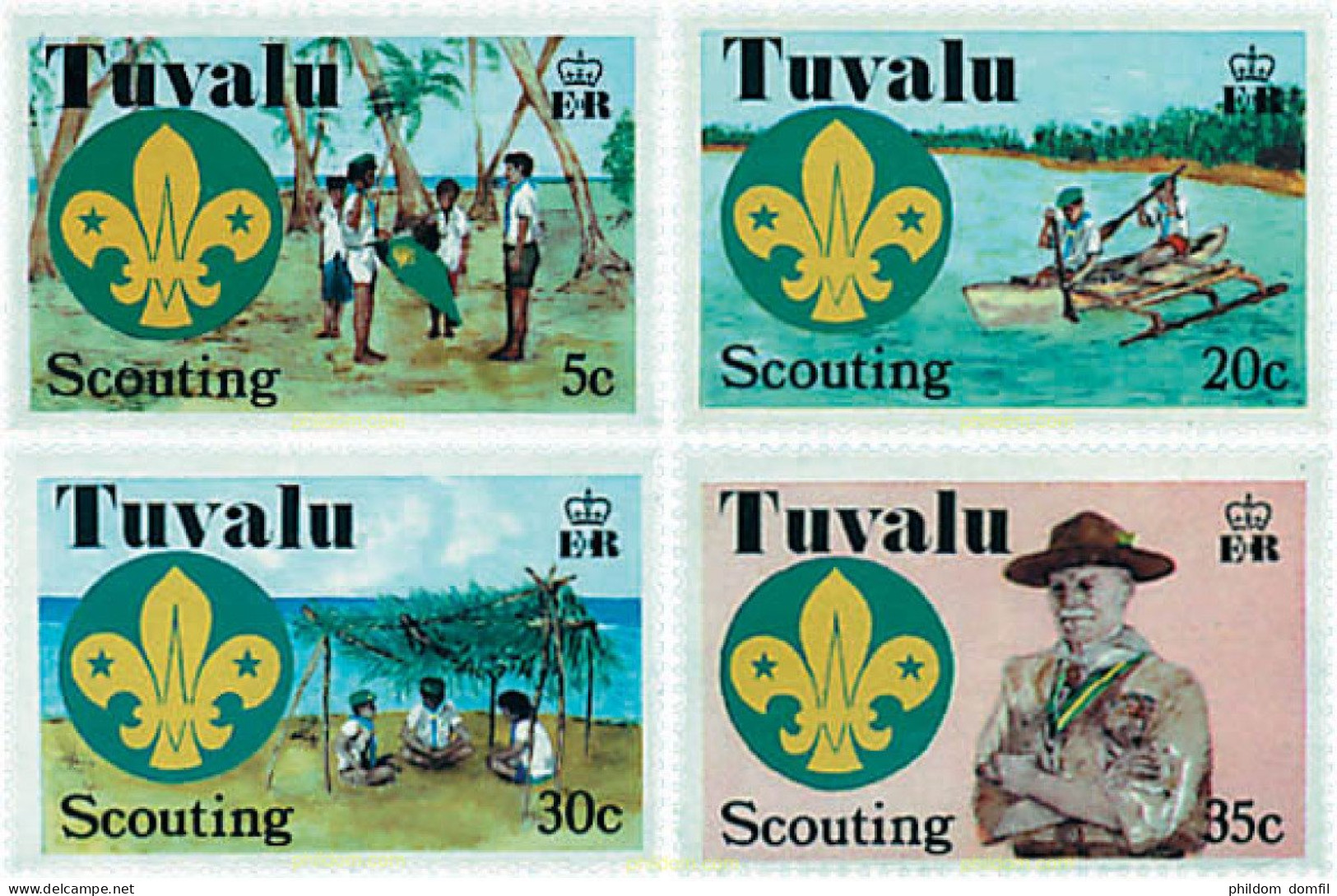 38727 MNH TUVALU 1977 50 ANIVERSARIO DEL ESCULTISMO EN EL PACIFICO CENTRAL - Tuvalu (fr. Elliceinseln)