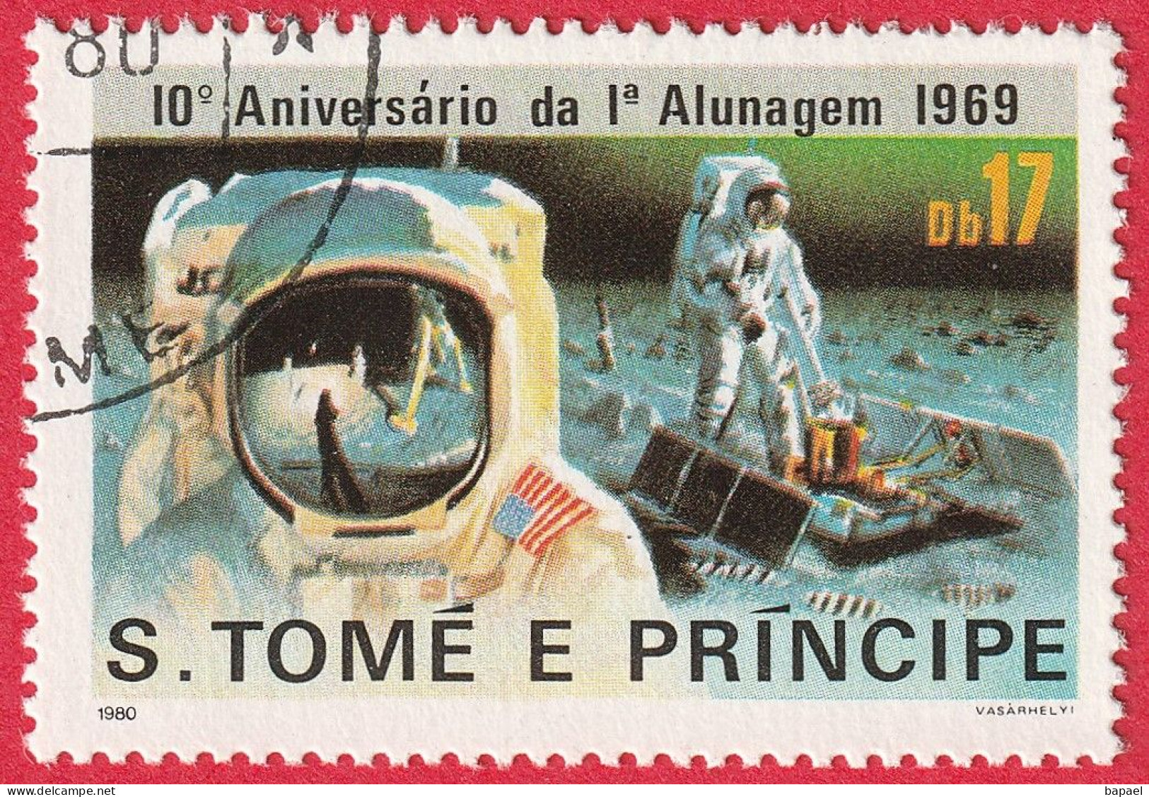 N° Yvert & Tellier 597 - Sao Tomé-et-Principe (1980) (Oblitéré) - 10è Anniv. Du 1er Homme Sur La Lune (Instruments) - São Tomé Und Príncipe