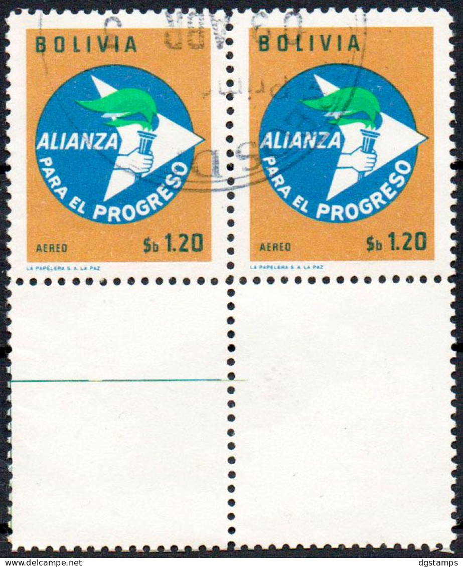 Bolivia 1963 (o). CEFIBOL 789b. Pair, With Complement Second Anniversary Of The Alliance For Progress. - Bolivia