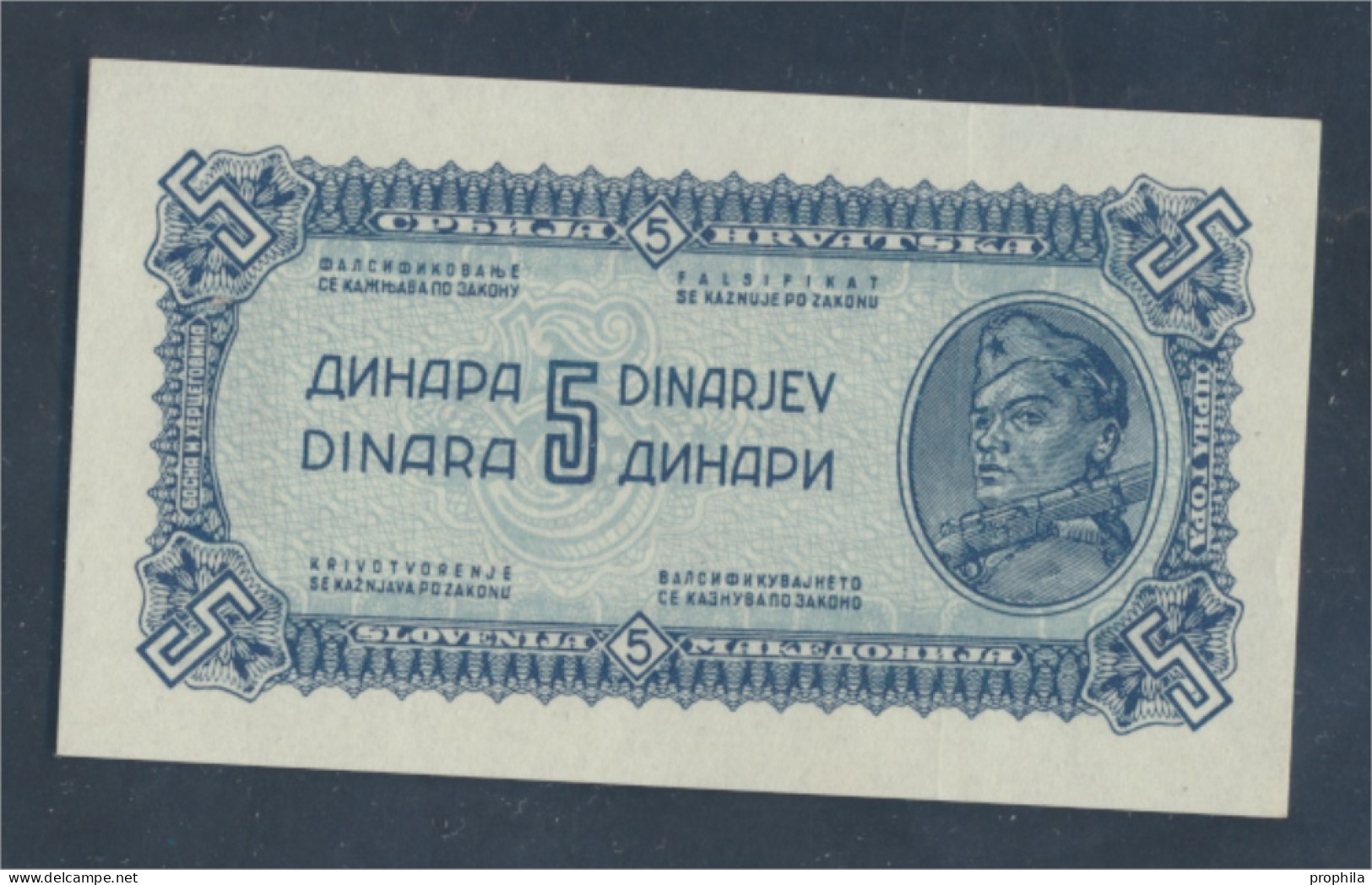 Jugoslawien Pick-Nr: 49b Bankfrisch 1944 5 Dinara (9811100 - Yougoslavie