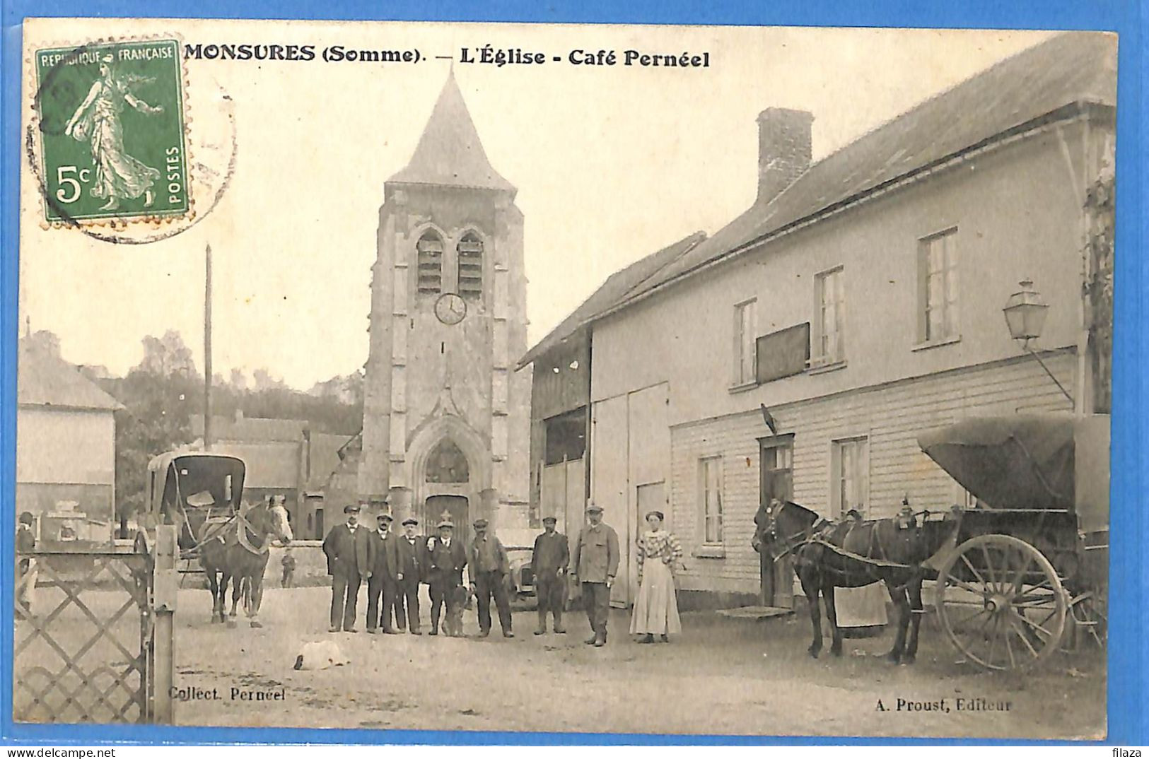 80 - Somme - Monsures - L'Eglise - Cafe Perneel (N15738) - Sonstige & Ohne Zuordnung