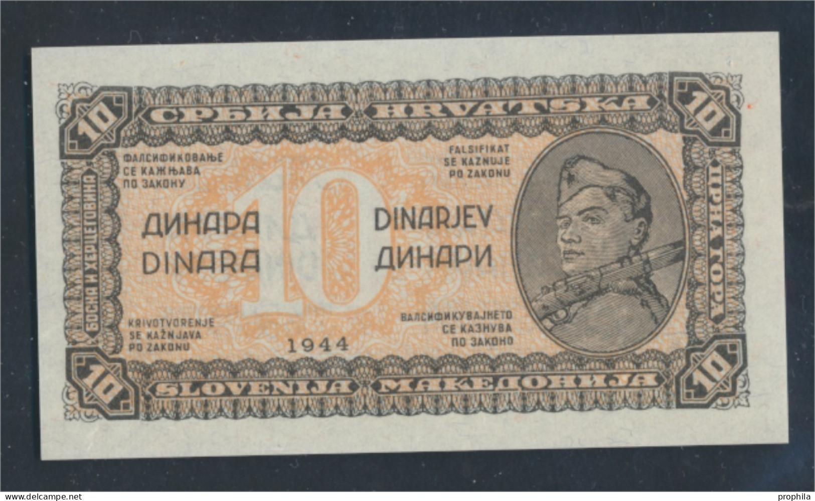 Jugoslawien Pick-Nr: 50a Bankfrisch 1944 10 Dinara (9811099 - Yougoslavie