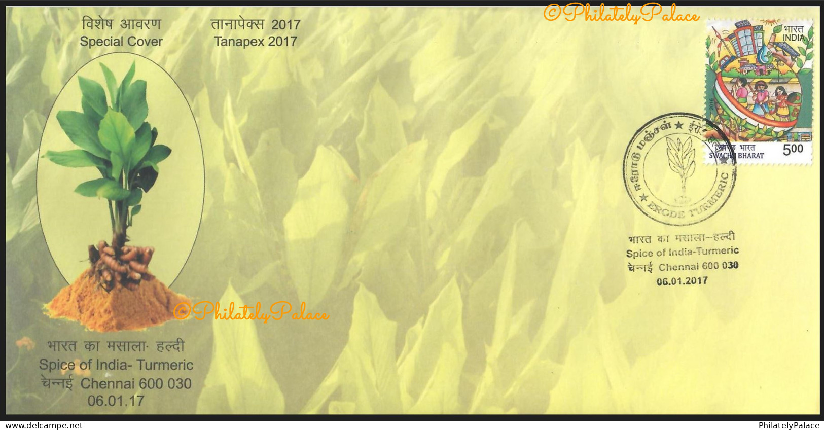 INDIA 2017 Tumeric,Plant,Spice,Food,Gastronomy,Health Benefit,Yellow,Special Cover (**) Inde Indien - Brieven En Documenten