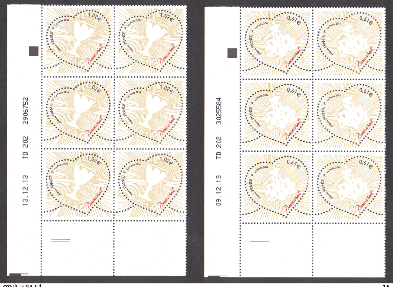 France - Blocs De 6 Datés Des N° 4832 Et 4833 - Neufs ** - Saint Valentin - Cœur Baccarat - 2010-2019