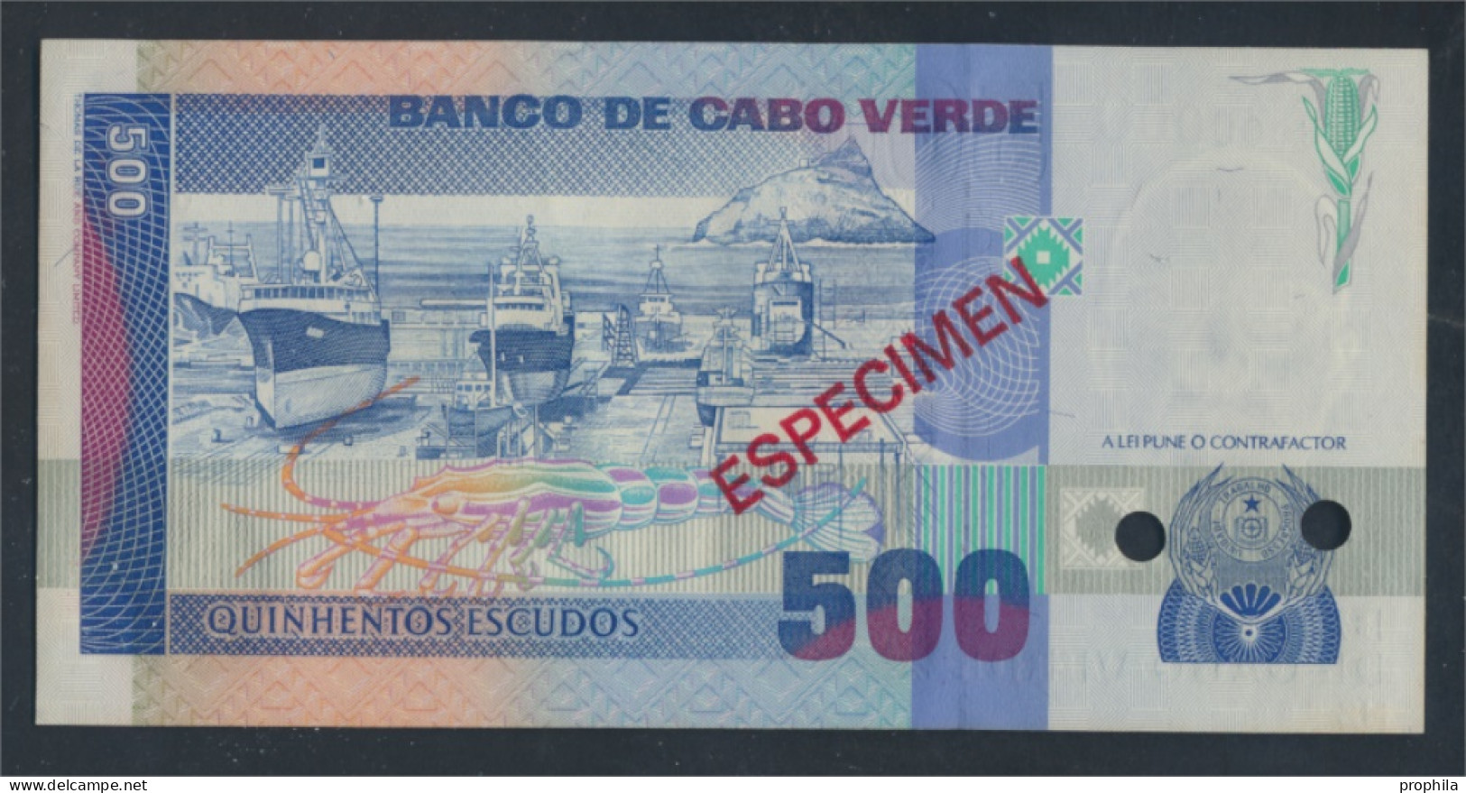 Kap Verde Pick-Nr: 59s Bankfrisch 1989 500 Escudos (9810997 - Cape Verde