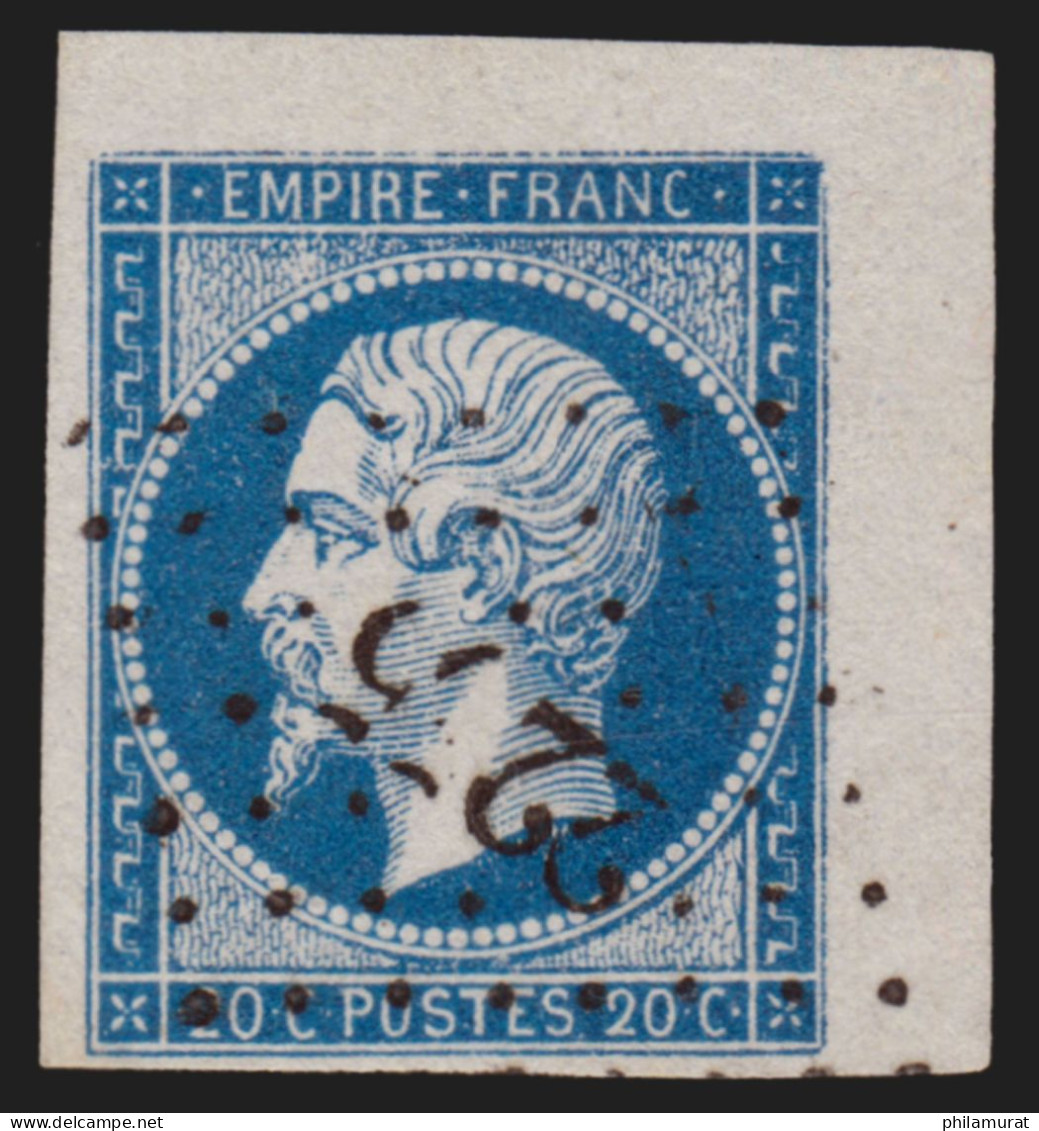 N°14A, Coin De Feuille, Napoléon Non-dentelé 20c Bleu, Type I - SUPERBE - 1853-1860 Napoleon III