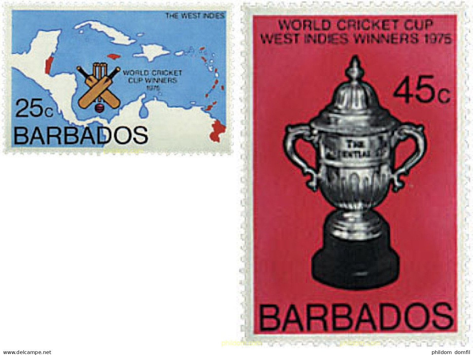 26723 MNH BARBADOS 1976 COPA DEL MUNDO DE CRICKET - Barbades (1966-...)