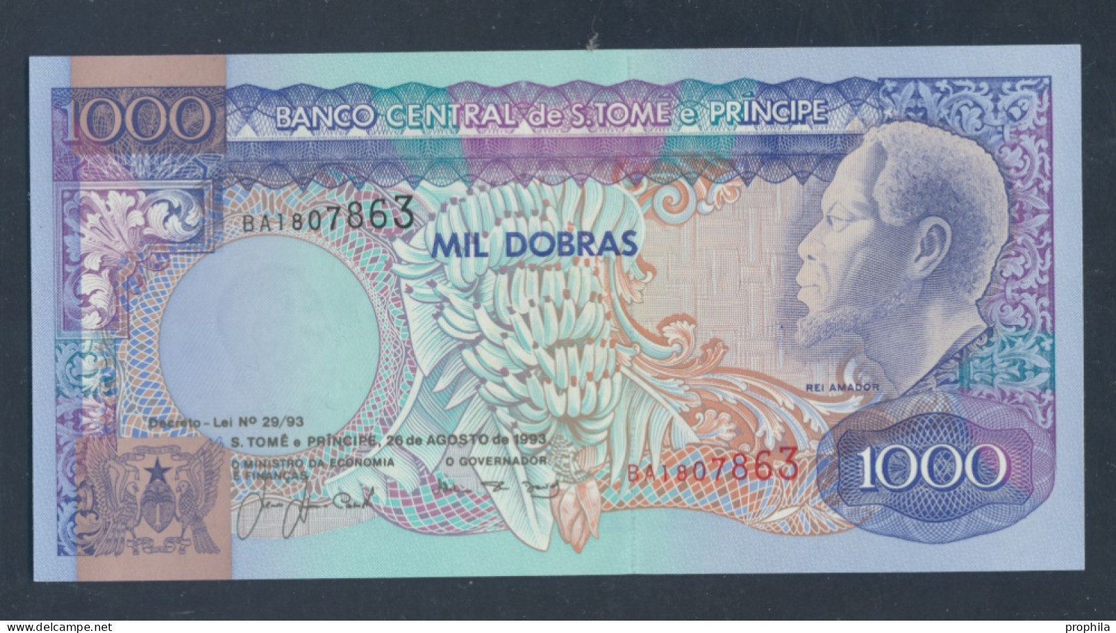 Sao Tome E Principe Pick-Nr: 64 Bankfrisch 1993 1.000 Dobras (9810628 - Sao Tomé Et Principe