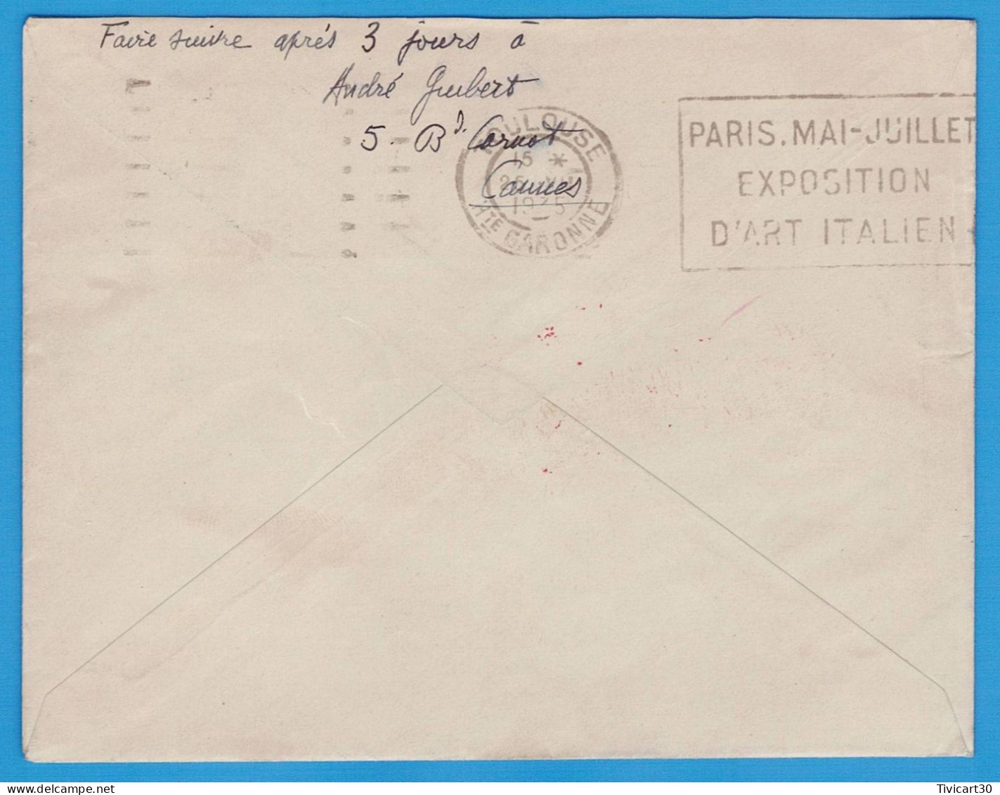 LETTRE PAR AVION POUR TOULOUSE - 1ére LIAISON POSTALE AERIENNE PARIS-TOULOUSE, Sté AIR BLEU, 25 JUILLET 1935 - 1927-1959 Covers & Documents