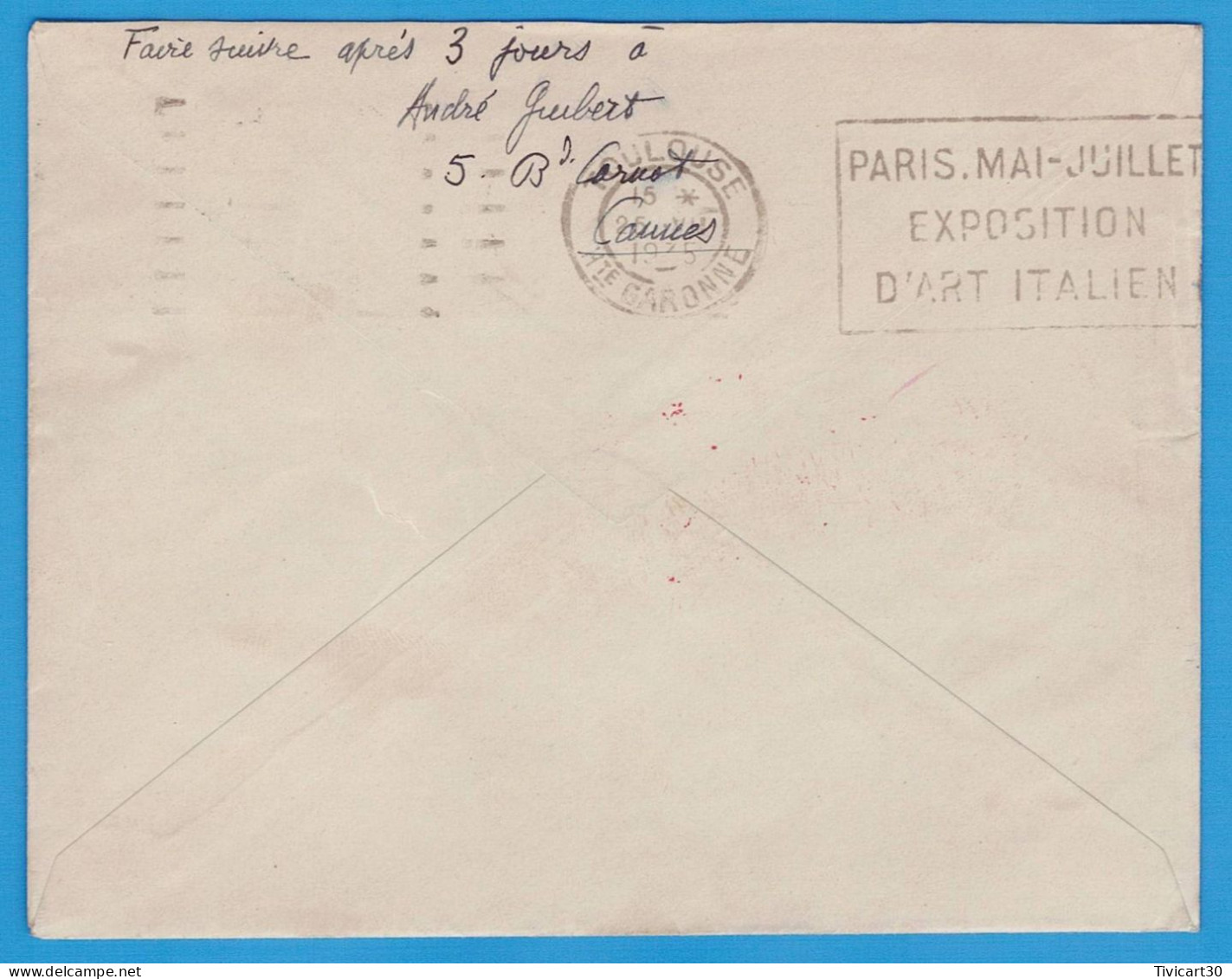 LETTRE PAR AVION POUR TOULOUSE - 1ére LIAISON POSTALE AERIENNE PARIS-TOULOUSE, Sté AIR BLEU, 25 JUILLET 1935 - 1927-1959 Briefe & Dokumente