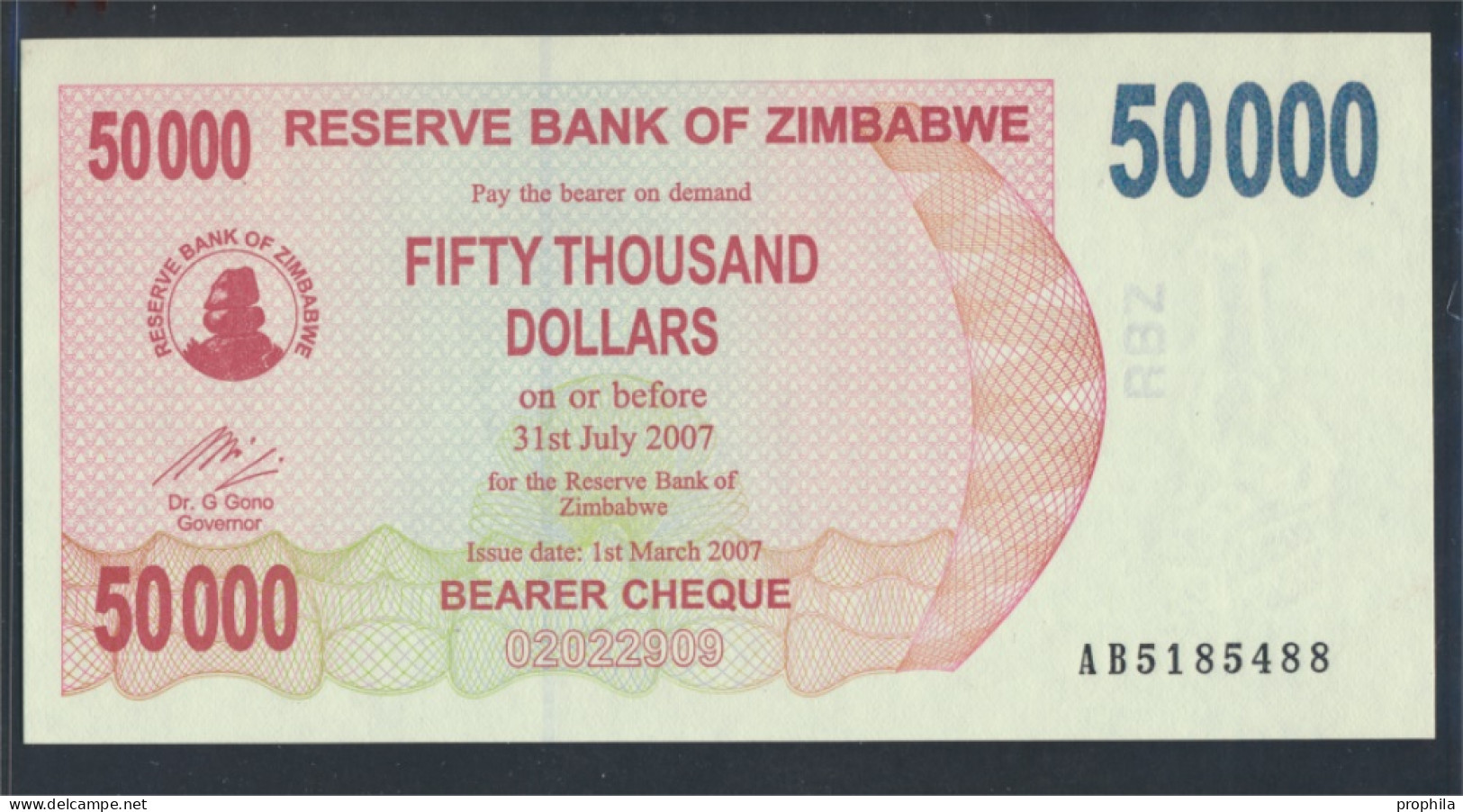 Simbabwe Pick-Nr: 47 Bankfrisch 2007 50.000 Dollars (9810970 - Zimbabwe